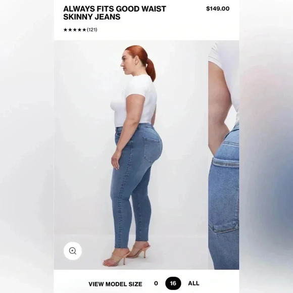 Good American Always  1-Size-Fits-4 Jeans Women’s Plus Sizes 14-18 - Picture 2 of 10